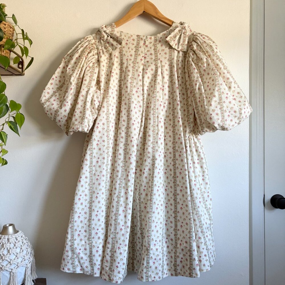 Women's Ivory Mini Dress with Puff Sleeves - Picture 4 of 5